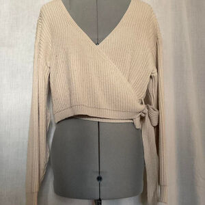 Cream knit wrap sweater